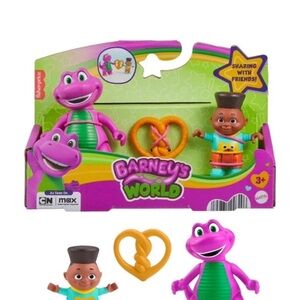 NEW Fisher-Price Barney’s World Barney & David Figure Set 3-Piece Toy